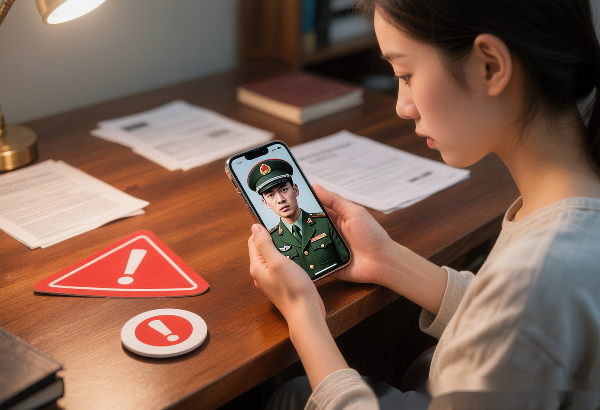 军人身份网恋诈骗示意图